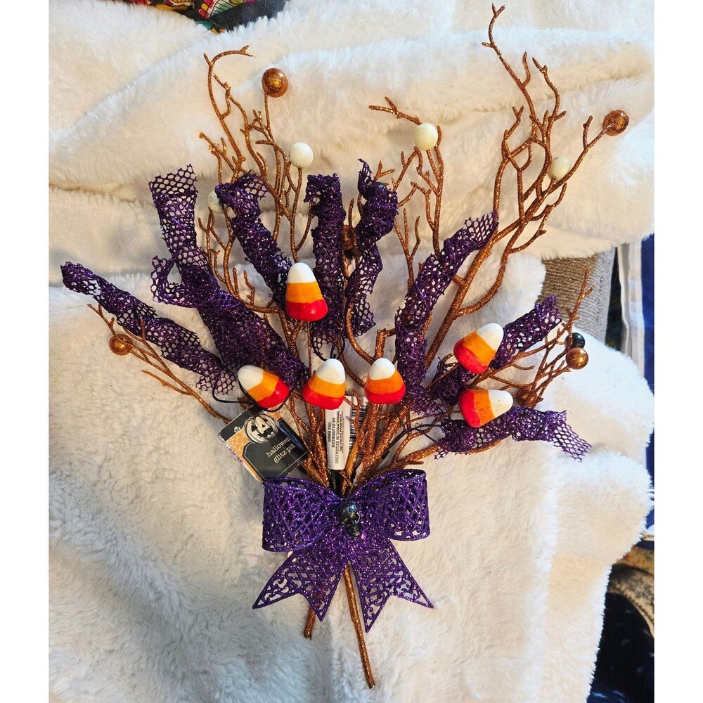 Halloween Glitz Pick Decorative Branches with Candy Corn